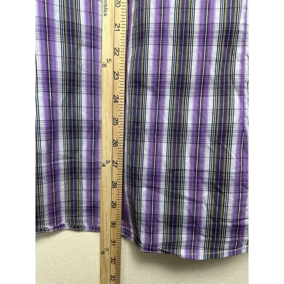 Authentic 7 Diamonds Men’s Long Sleeve Button Up Shirt Size XL Purple Plaid - Picture 9 of 11
